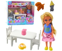 Lean Toys Lėlių ir gyvūnų gimtadienio vakarėlio rinkinys su aksesuarais