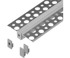 Zestaw: Rinkinys: Komplektas: aliuminio profilis LED juostoms, 2000 x 47,7 x 11,9 mm, įleidžiamas, sidabrinis, matinis dangtelis, 4 galiniai dangteliai