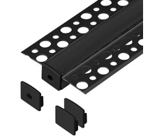 Zestaw: Rinkinys: Komplektas: aliuminio profilis LED juostoms, 2000 x 55 x 13 mm, įleidžiamas, juodas, juodas dangtelis, 4 galiniai dangteliai