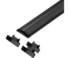 Zestaw: Rinkinys: Komplektas: aliuminio profilis LED juostoms, 2000 x 24,5 x 6,05 mm, įleidžiamas, juodas, juodas dangtelis, 4 galiniai dangteliai