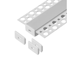 Zestaw: Rinkinys: Komplektas: aliuminio profilis LED juostoms, 2000 x 55,8 x 12,5 mm, įleidžiamas, baltas, matinis dangtelis, 4 galiniai dangteliai