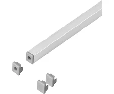 Zestaw: Rinkinys: Komplektas: aliuminio profilis LED juostoms, 2000 x 7,8 x 9 mm, paviršinis montavimas, sidabrinis, opalo spalvos dangtelis, 4 galiniai dangteliai