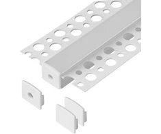 Zestaw: Komplektas: aliuminio profilis LED juostoms, 2000 x 55 x 13 mm, įleidžiamas, baltas, matinis dangtelis, 4 galiniai dangteliai