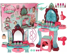 Lean toys kosmetinis staliukas su veidrodžiu ir šviesomis
