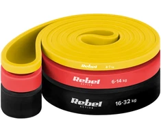 Latekso mankštos juostų rinkinys - Power Band PLs-1, 4-32 kg, 3 juostos, REBEL ACTIVE