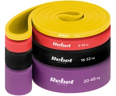 Latekso mankštos juostų rinkinys - Power Band PLs-2, 4-45 kg, 4 juostos, REBEL ACTIVE