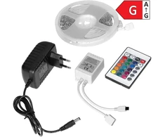 Orno Rinkinys LED juostų rinkinys 12V 30L/m 100lm/m 7.2W/m IP20 RGB 3m + RGB valdiklis + 12V maitinimo šaltinis