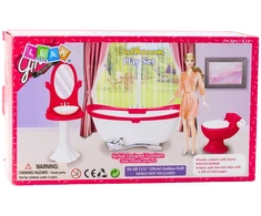 Lean Toys Lėlių vonios kambario rinkinys: vonia, tualetas, kriauklė su veidrodžiu