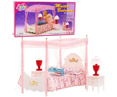Lean Toys Lėlių miegamojo baldų komplektas su baldakimu