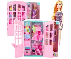 Lean Toys Lėlė su spinta ir priedais, 29 cm