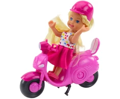 Lean Toys MINI LĖLĖ SU PASPIRTUKU IR ŠALMU