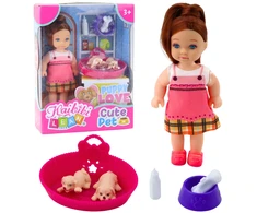Lean Toys Žaislų rinkinys su lėle ir dviem šuniukais