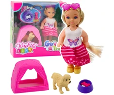 Lean Toys Lėlės rinkinys su šuniuku ir palapine