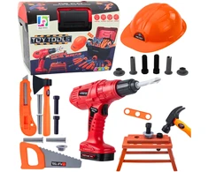 Lean Toys Vaikiškas įrankių rinkinys su elektriniu atsuktuvu 55vnt