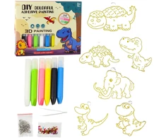 Lean Toys Stiklo imitacijos dinozaurų raktų pakabukų rinkinys 6 vnt.