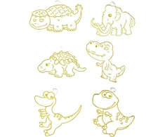 Lean Toys Stiklo imitacijos dinozaurų raktų pakabukų rinkinys 6 vnt.