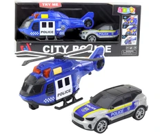 Lean Toys Policijos sraigtasparnio ir automobilio rinkinys su šviesomis ir garsais