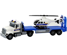 Lean Toys Policijos transportavimo sunkvežimis su sraigtasparniu, 46x14x9 cm
