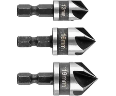 Grąžtas Zestaw Rinkinys Šešiakampių nuožulnų rinkinys, 12, 16, 19 mm, 3 vnt. rinkinys