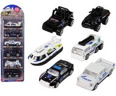Lean Toys Resorako policijos transporto priemonių rinkinys LeanToys, 6 vnt, 1:64