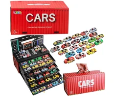 Lean Toys Žaislinių Automobilių Rinkinys su Dėklu, 48 vnt.