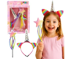 Lean Toys Vaikų aksesuarų rinkinys „Princesės Vienaragis“ su lankeliu ir lazdele