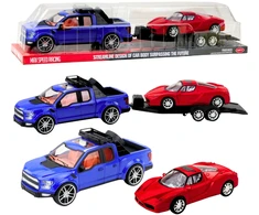 Lean Toys Automobilių žaislų rinkinys su vilkiku ir sportiniu automobiliu