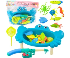Lean Toys Žaidimų stalas vaikams vėžlio formos su žvejybos rinkiniu, mėlynas