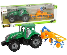 Traktorius su grėbliu Lean Toys, žalias