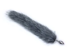 Analinis kaištis su natūraliu lapės kailiu Tail Plug, 47 cm