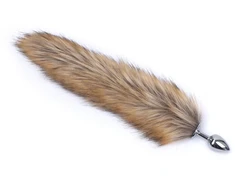 Analinis kaištis su natūraliu lapės kailiu Tail Plug, 47 cm