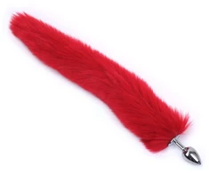Analinis kaištis su natūraliu lapės kailiu Tail Plug, 47 cm