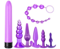 Analinių kištukų ir dildo rinkinys, violetinės