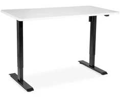 Baltas elektrinis aukščio reguliavimo stalas, tylus, namų biurui, 1400x600 mm