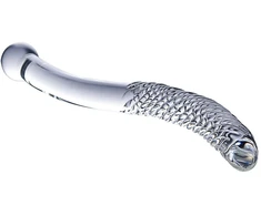 Dvipusis stiklinis dildo, skaidrus