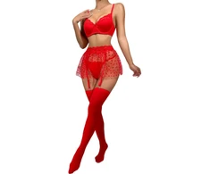 Keturių dalių apatinio trikotažo komplektas Night Seduction, raudona XL