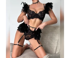 Keturių dalių apatinio trikotažo komplektas Lovely Diva, juodas