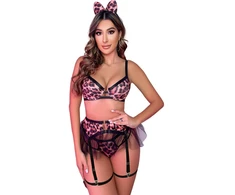 Keturių dalių apatinio trikotažo komplektas Leopard Girl