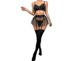 Keturių dalių apatinio trikotažo komplektas Night Seduction, juoda XL
