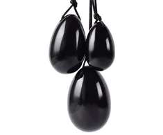 Makšties kamuoliukai Yoni Juodas Obsidian Eggs. 3 vnt.