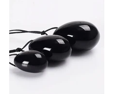 Makšties kamuoliukai Yoni Juodas Obsidian Eggs. 3 vnt.