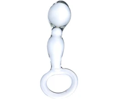 Prostatos masažuoklis stiklinis dildo Curved Glass Crystal