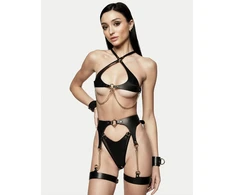 Seksualaus odinio apatinio trikotažo komplektas Leather Kitty