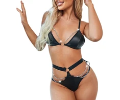 Seksualaus odinio apatinio trikotažo rinkinys Leather Panther