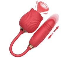 Teleskopinis vibratorius 2in1 Rose Pulsator, raudonas