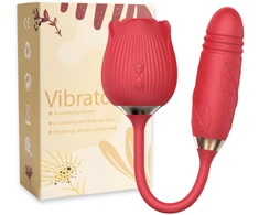 Teleskopinis vibratorius 2in1 Rose Pulsator, raudonas