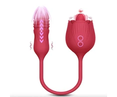 Teleskopinis vibratorius 2in1 Rose Toy, rožinis
