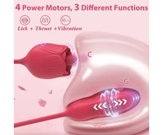Teleskopinis vibratorius 2in1 Rose Toy, rožinis