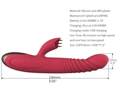 Teleskopinis vibratorius Rabbit, raudonas