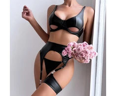 Trijų dalių apatinio trikotažo komplektas Leather Diva